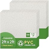 Fasarxiu 2ft x 2ft Printed Pro Ceiling Tiles Waterproof, Washable and Fire-Rated - High-Grade PVC Ceiling Tiles 24"x24" - Easy Drop-in Installation - Case of 12 (48 sq. ft.)