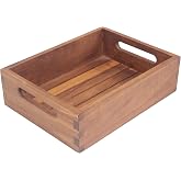 AquaTeak The Original Moa Teak Small Storage Tray | Durable, Water-Resistant Teak Construction, Indoor &amp; Outdoor Use