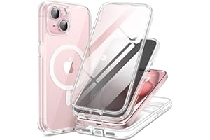 TIESZEN Magnetic for iPhone 15 Plus Case, [Dustproof Design] Compatible with Magsafe, Built-in Privacy Screen Protector & 9H Tempered Glass Screen Protector & Upgraded Camera Protection, Clear