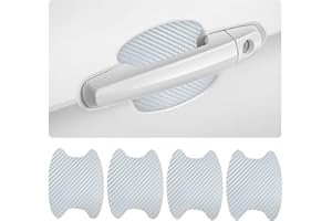 Augeny 4 PCS Car Door Handle Scratch Protectors, Carbon Fiber Texture Auto Door Handle Paint Guard, Anti-Scratches Door Side Handle Protective Films, Universal Vehicle Accessories (Silver)