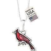 DANFORTH – Red Cardinal Necklace – 18" Sterling Silver Box Chain – Handcrafted Pewter Cardinal Pendant – Made In USA