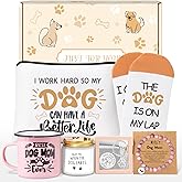 Dog Mom Gifts For Women, Best Dog Lovers Gifts, Mothers Day Birthday Christmas Gift for Dogs Lovers Owners Mom Daughter, Dogs Themed Gift with 12oz Enamel Coffee Mug Makeup Bag Candle Bracelets Socks