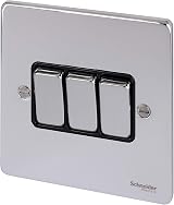 Schneider Electric GU1532BPC 3 Gang 2 Way 16AX Low Profile Polished Chrome view 2