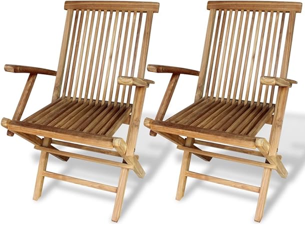 Anself Folding Reclining Garden Chairs Patio Furniture Set Teak Set Of 2 55x60x89 Cm Amazon Co Uk Kitchen Home