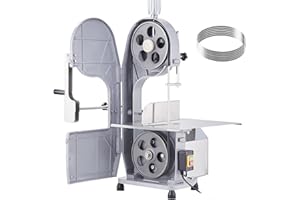 Uargd Commercial Electric Meat Band Saw, 1100W Stainless Steel Countertop Bone Cutter, Worktable Size 19.3" x 15", Adjustable