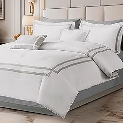 SHALALA White Comforter Set King, 8-Piece