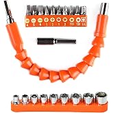 YIOYULEN Flexible Drill Bit Extension, 1/4 Hex Shank Drill Extension 21 PCS | 11.6 Inch Bendable Drill Extension, Universal Flexible Drill Extender for Tight Space Furniture Cabinet Home DIY
