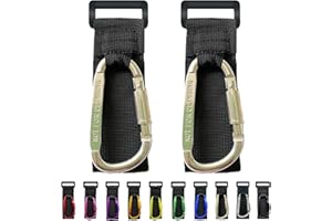DEIHAALEN Baby Stroller Hook, Carry 30 lbs per Stroller Carabiner Clip, Adjustable Baby Stroller & Car Seat Hook for Hanging Diaper Bag, Wheelchair,Golf cart, Shopping and Pet Cart(2 Pcs Silver)