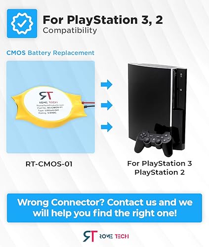 Rome Tech Replacement CR2032-LC1 CMOS Battery for Sony PlayStation