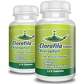 Clorofila en tabletas. Set de 2 frascos con 120 tabletas CADA uno. Desintoxica y purifica la Sangre, ayuda a la Digestion, combate estrenimiento, mejora el sistema Immune.100% Natural.
