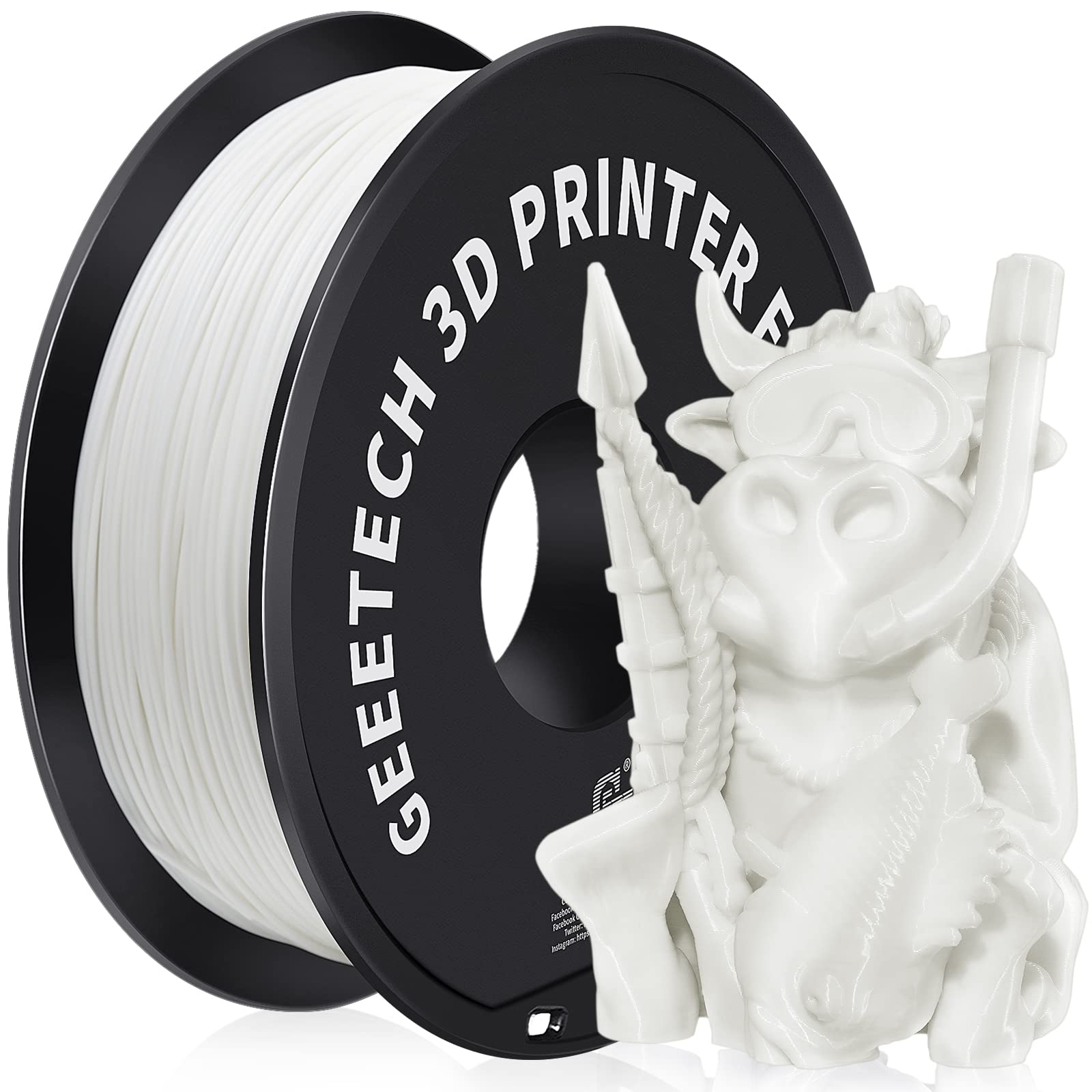 Geeetech 3d Printer ABS Filament 1.75mm White, 3d Printing Filament ABS 1KG 1 Spool