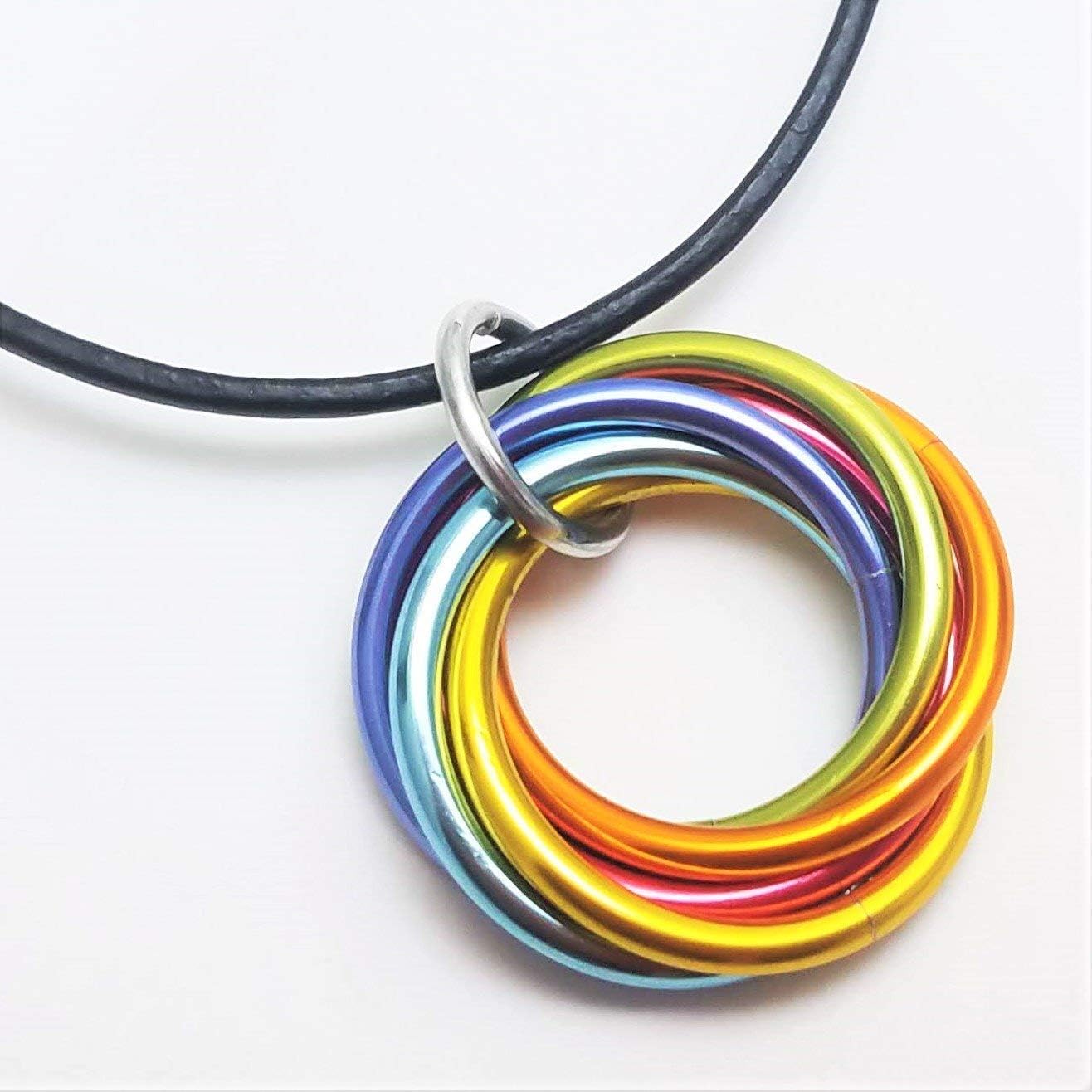 Mobii Necklaces (Multicolor) Pendant Combos, Fidget Infinity Loop Forever Spiral Jewelry (Satin Cord 18-20in, Pastel Rainbow, Medium)