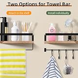 Uten Floating Shelves Wall Mounted 16.5in Wood Set with 8 Hooks Towel Bar view 4
