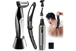 ETbyto Back Shaver for Men, Mens Electric Back Shavers with Extreme Reach Long Handle Rechargeable-Effortless Body Grooming,Multifunctional Self-Service Back Hair Shaver with Nose Hair Trimmer
