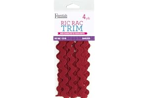 Essentials By Leisure Arts RIC Rac 1/2" 4 Yards Barn Red - Rick Rack Trim for Sewing - Wavy RIC rac Trim for Sewing and Crafts - RIC rac Ribbon - Rick Rack Trim barn red