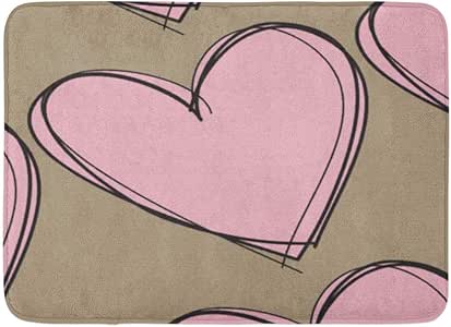 Alfombra de baño Pink Girls Corazones caprichosos Habitación marrón