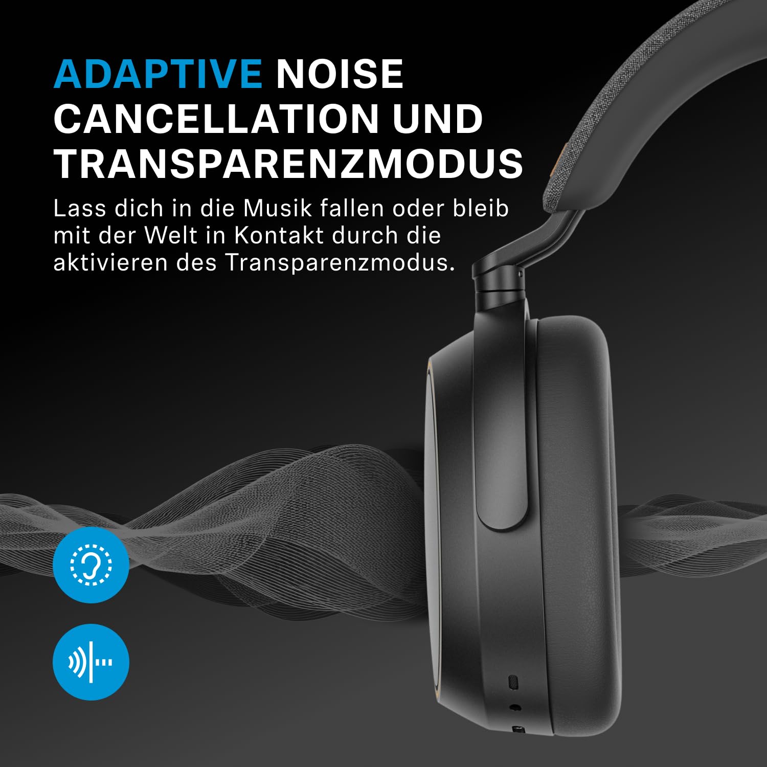Sennheiser MOMENTUM 4 Wireless Noise Cancelling Headphones – Bluetooth Kopfhörer Headset für kristallklare Anrufe mit adaptiver Geräuschunterdrückung, Over-Ear, 60 h Akku, faltbar, Schwarz/Kupfer 4