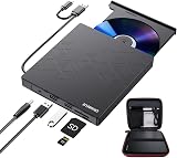 ORIGBELIE External CD DVD Drive USB 3.0 Type C Card Reader w/ 2 USB Ports Case