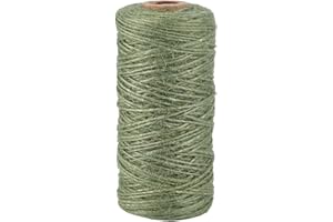 SOFPLATE 328 Feet/100M 1mm Jute Twine String Garden Rope Jute Cord 1 Ply Sea Green Craft Jewelry Beading Cord Thread for Brac