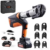 VEVOR 18V Press Tool, 32KN Electric Pipe Crimping Tool for 1/2" to 2" Copper Pipes, 360&deg; Rotation Automatic Crimper with Brushless Motor &amp; 6 Jaws - Compatible with ProPress