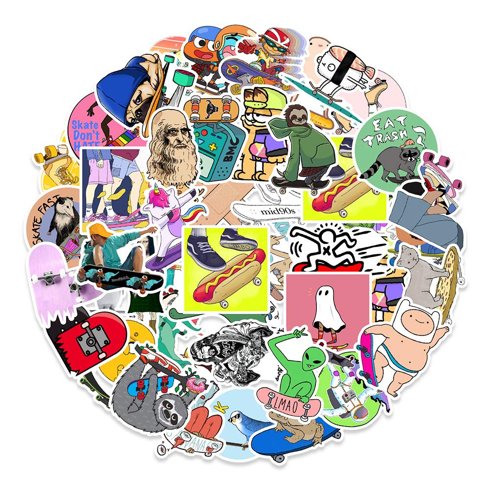 Playful Skateboarding Vinyl Stickers, 100 PCS Waterproof Cartoon Character Decals for Laptops, Scrapbooking, Journals, Notebooks, Water Bottles, Suitcases, Phones & DIY Decor