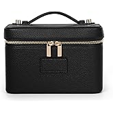 HiTotes Makeup Bag Vanity Case for Women Leather Cosmetic Bag Travel Toiletry Bags Portable Makeup Organizer Case