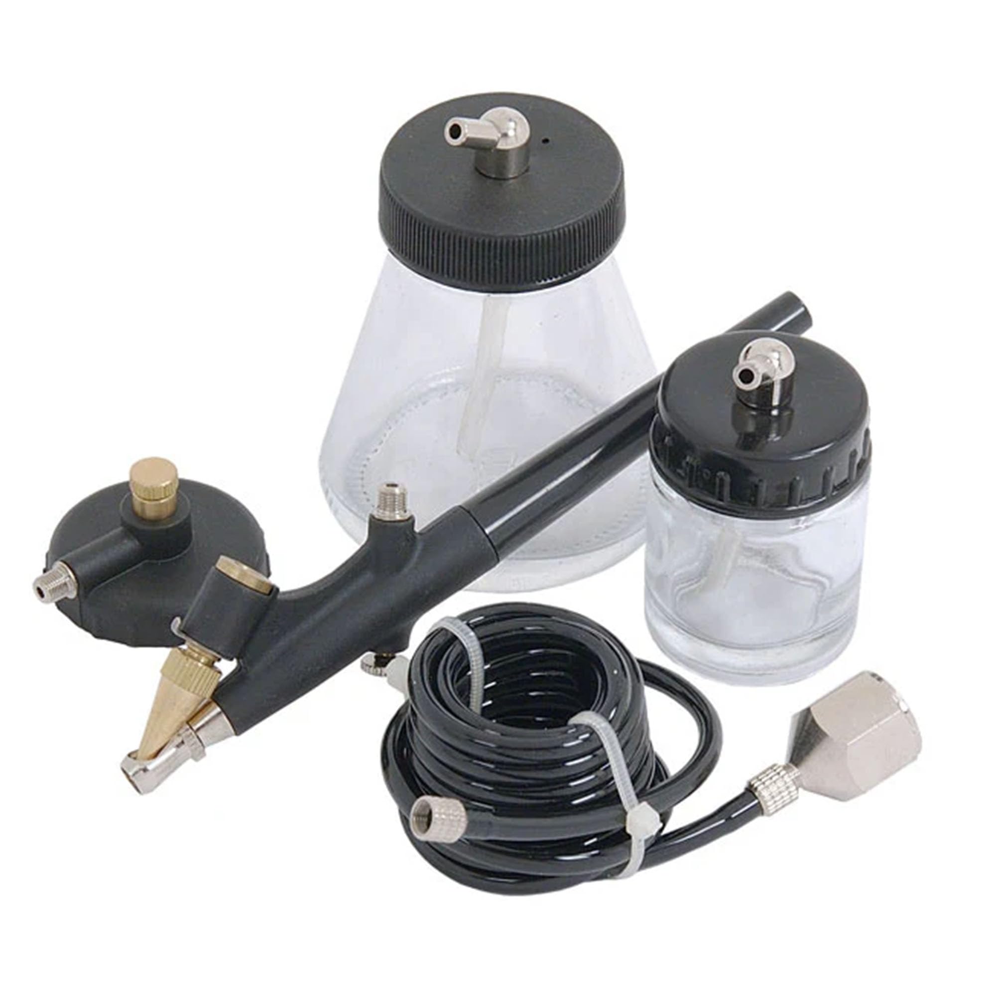 Neilsen CT0859 Air Brush Kit – Spray Pattern 3–50mm – 15–50psi – 1.5m Hose – Includes 57ml & 21ml Jars – 1/4in F x 1/8in M Connector – Ideal for Model Painting, Crafts & Hobby Use
