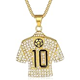 No.10 Soccer Jersey Necklace for Men -Metal Football Player Gift with 24" Chain, Lightweight Sports Jewelry for Fans & Athletes.