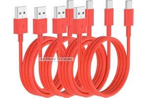 CABEPOW Car Carplay Cable for iPhone 16 15 Pro/Pro Max/Plus Cable,3FT+6FT USB A to USB C Fast Charging Cable for Apple iPhone 16 15 Car Charger,Car Charger Adapter Cord for iPhone 16 15,Google Pixel 9-Red