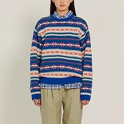 Women Y2K Argyle Striped Pullover Sweater Casual