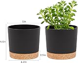 QCQHDU Plant Pot 25.4cm 2 Pack Indoor Outdoor with Drainage Hole Tray Dark Grey view 2