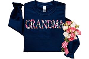 Regamor Embroidery Floral Grandma Sweatshirts For Women Gift Sweatshirt From Grandkids Flower Gift Mothers Day Christmas
