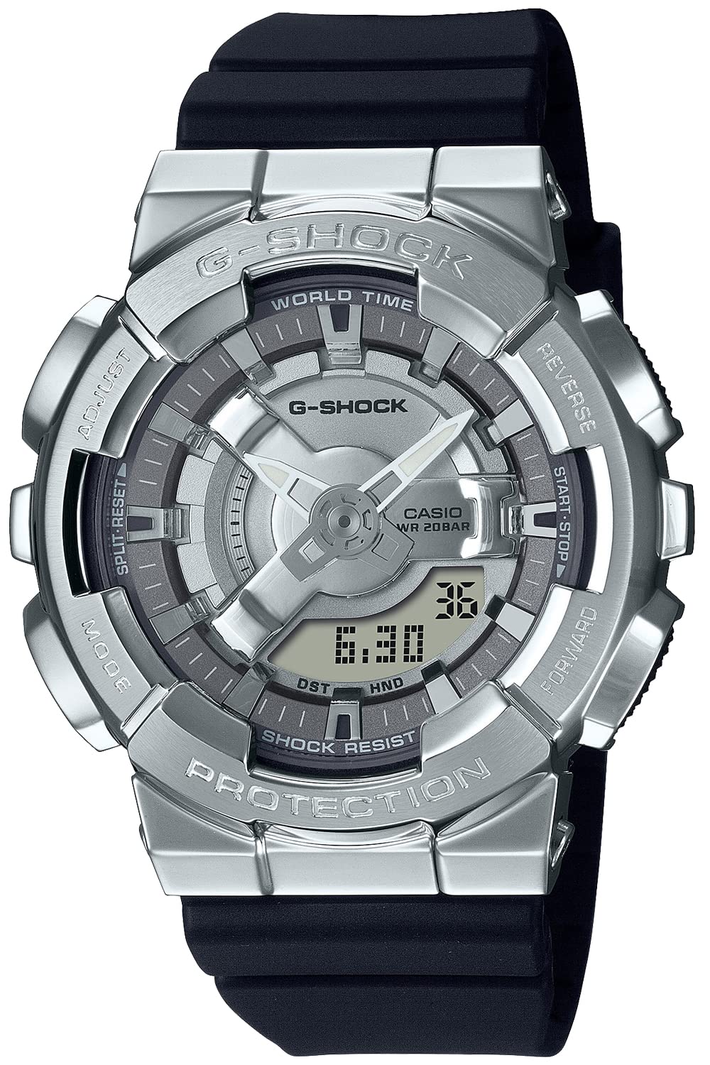 G-SHOCK(ジーショック) Casio GM-S110 Metal Covered Wristwatch, multicolor (black / silver), Textured shape