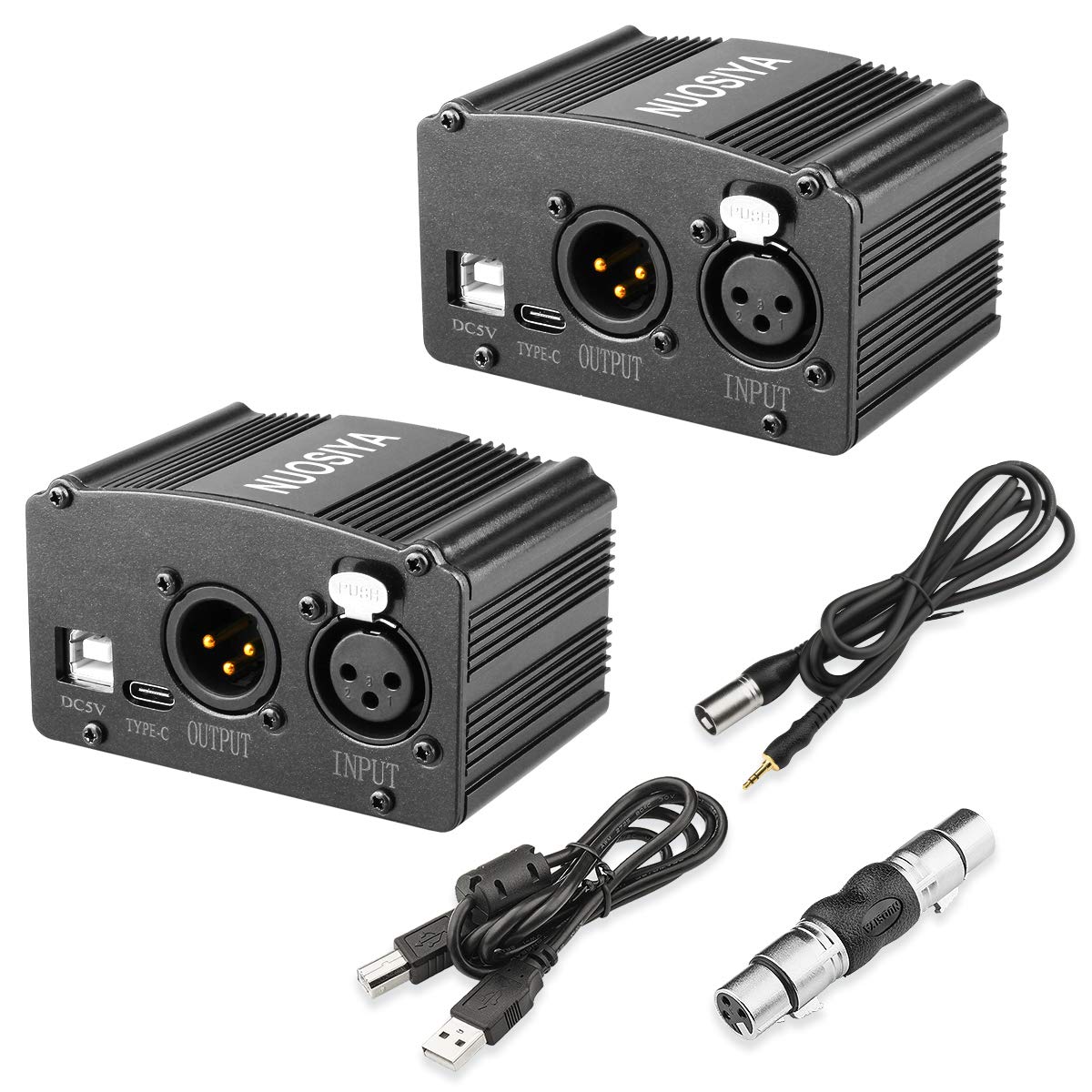 Phantom Power Supply Nuosiya 1 Channel 48v Phantom Power Supply With 3 Feet Usb Cable Xlr Adapter 6 Feet Xlr 3 Pin Microphone Cable For Any Condenser Microphone Music Recording Equipment 2 Pack