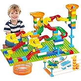 Anpcso Marble Run Building Blocks, 128 PCS STEM Toy with Toss Ring Game | Compatible with Major Brands, Fun Toss Ring Game Adds extra Play Value, Gift for Boys &amp; Girls Age 3 4 5 6 7