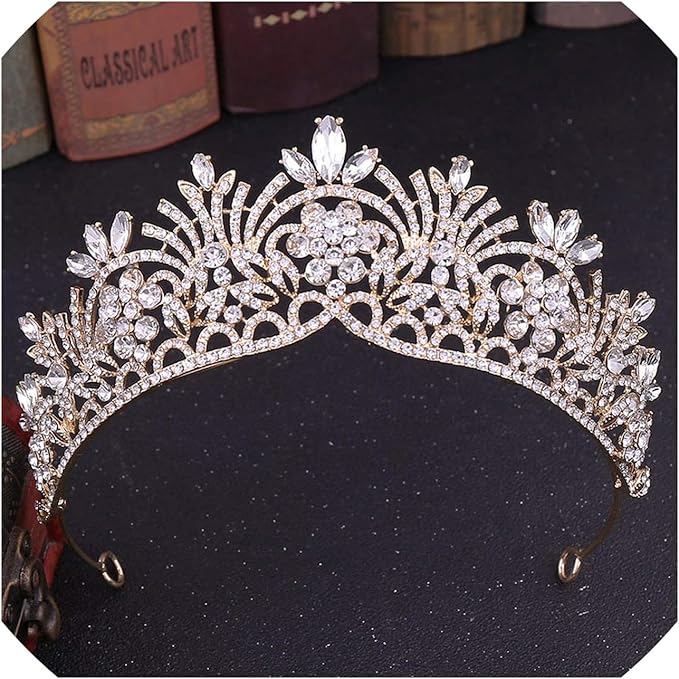 Tiaras de boda de lujo hechas a mano con diamantes de imitación, corona