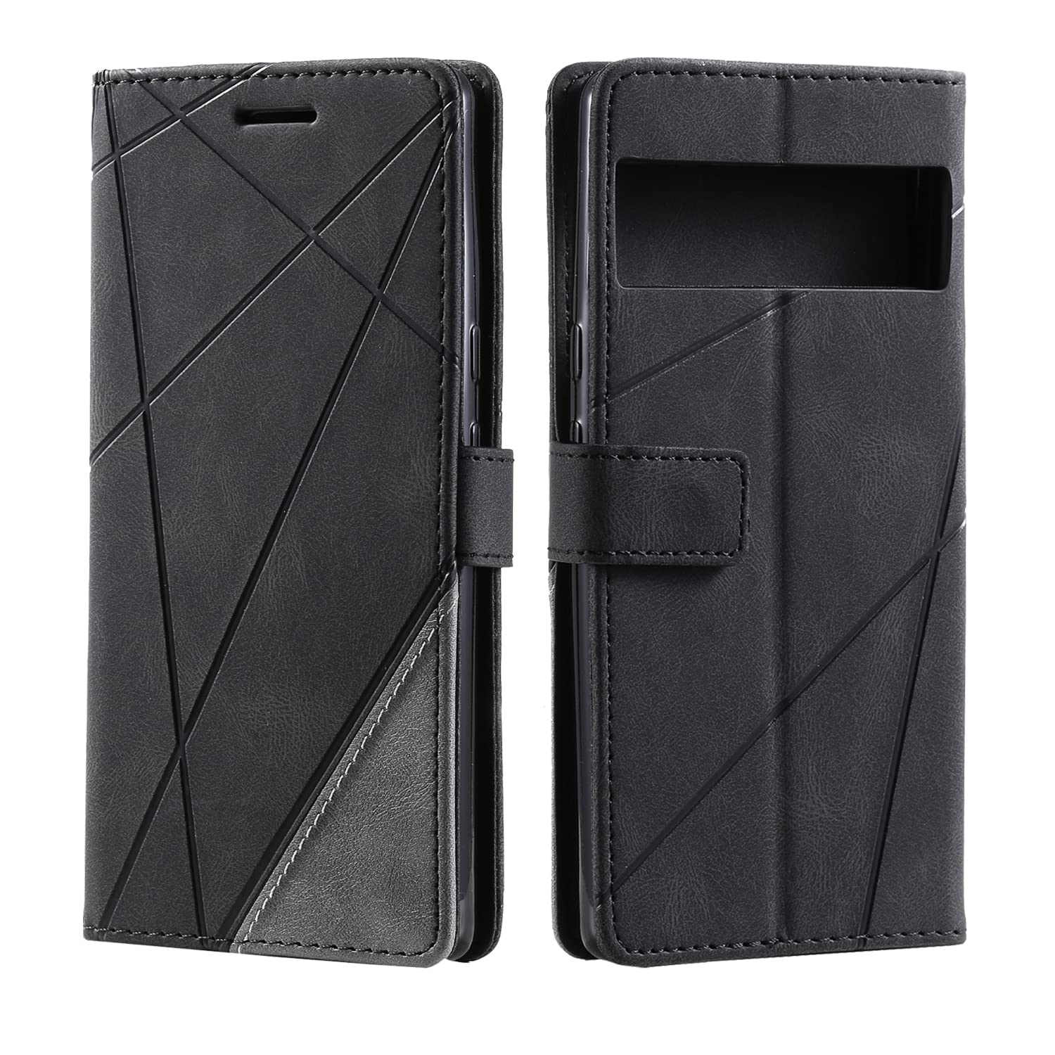 SONWO Case for Google Pixel 6, Premium Leather Flip Wallet Case Magnetic Closure Card Slots kickstand Phone Case for Google Pixel 6, Black
