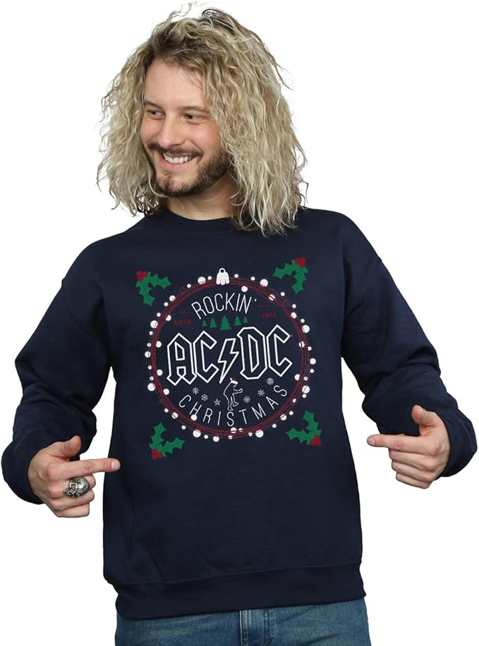 AC/DC Men's Christmas Circle Sweatshirt XX-Large Navy Blue: Amazon.co