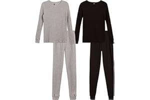 ONLY BOYS’ Thermal Underwear Set – 4 Piece Waffle Knit Top and Long Johns (2T-16)