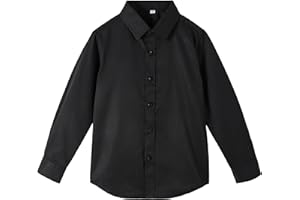 LOLANTA Boys Button Down Shirts Solid Color Poplin Fabric Kindergarten Graduation/Party/Wedding Suit Shirt