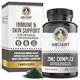 Zinc Complex Capsules with Enhanced Absorption, Antioxidant & Immune Support Supplement, Zinc Supplement for Men & Women by Ancient Bliss (60 Capsules)