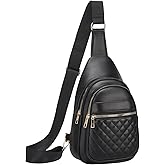 SUIKIHUM Mini Sling Bag, PU Leather Convertible Cross Body Bags, Lightweight One Strap Casual Pack for Women Men Hiking Cycling Sports(Black)