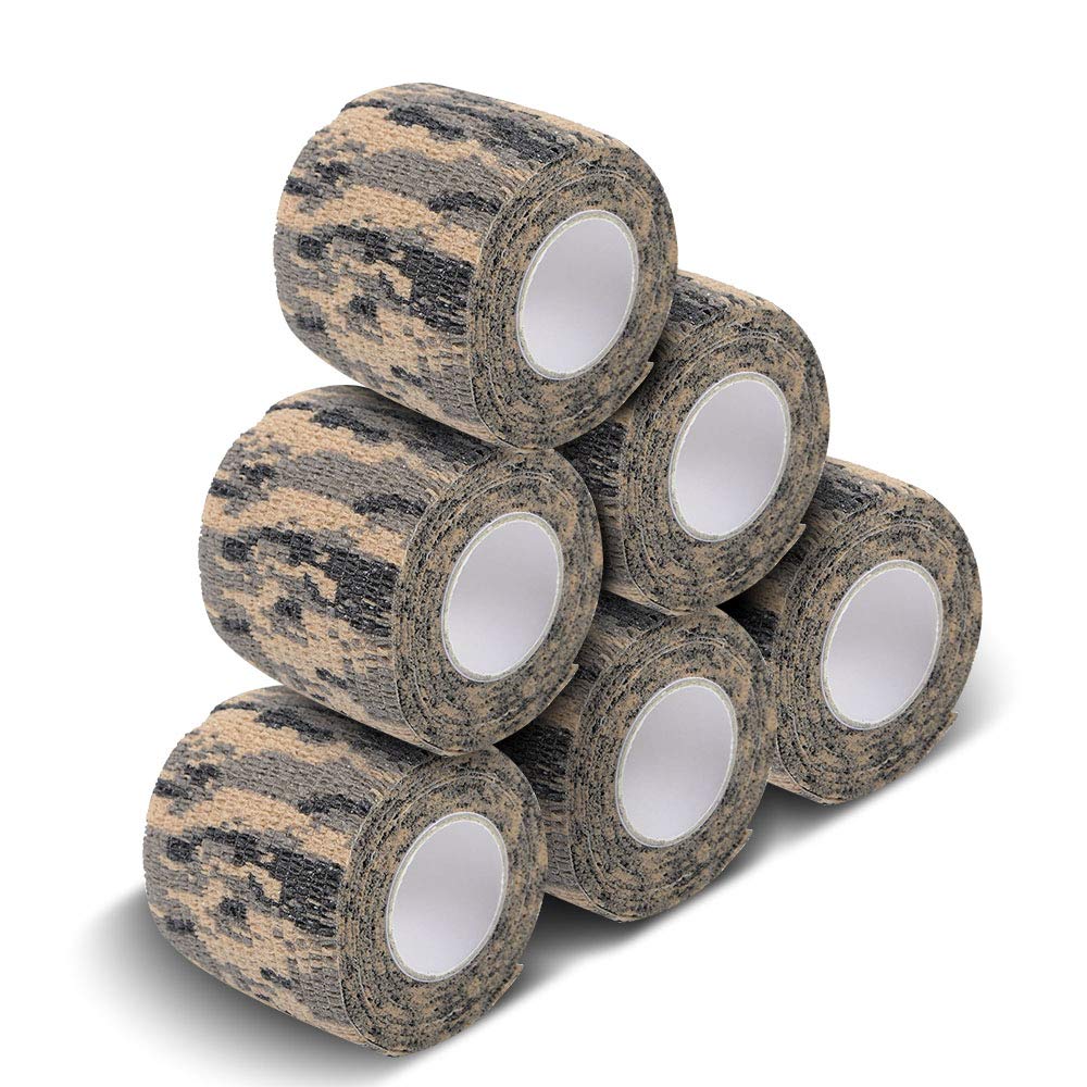 AIRSSON 6 Roll Camouflage Tape Cling Scope Wrap Military Camo Stretch Bandage Gun Rifle Shotgun
