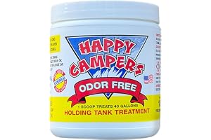 Happy Campers RV Toilet Treatment & RV Black Tank Treatment – 18 Treatments | Controls Odors, Helps Prevent Clogs, Buildup & Sensor Issues, Black & Gray Holding Tanks, Supports Reliable Dumping