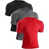 Runhit 3 Pack Men's Compression Shirts Short Sleeve Athletic T Shirt Cool Dry Workout Tops Sports Base Layer Undershirt