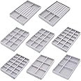 7Color Sky Jewelry Storage 8PACK, Velvet Jewelry Organizer Trays, 4PCS Stackable Jewelry Tray for Drawers, Grey Organizer for Rings, Earrings, Necklaces, Watches, Bracelets, Brooches