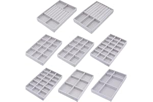 Jewelry Organizer Drawer 8 Set Jewelry Boxes Velvet Jewelry Drawer Organizer Stackable Jewelry Tray for Earring Necklace Disp