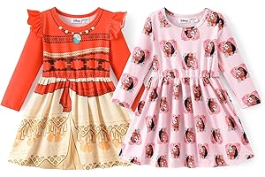 Disney Frozen Elsa Princess Minnie Mouse Stitch Toddler Girl Dresses 2 Pack Sleeveless and Ruffle Sleeve Dress Set 2-13 Years
