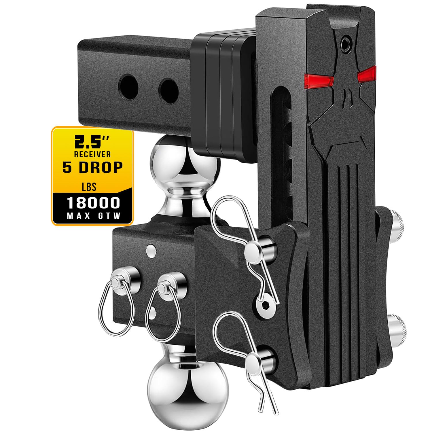 Photo 1 of ***3/21 UPDATED USED***Airbird Anti-Rattle Adjustable Trailer Hitch Ball Mount, 2.5-Inch Receiver, 5-Inch Drop, 2 and 2-5/16-Inch Balls, 18,000 LBS, Truck Hook Dual Balls Mount for Towing RVs and Motorcycles