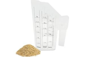 Tharos Distribution Clear Plastic Feed Scoop with Measurement Markings, Durable Sturdy Handle, Reusable Pellet Scoop for Horse Goat Sheep Cattle Stable Feeding, Large